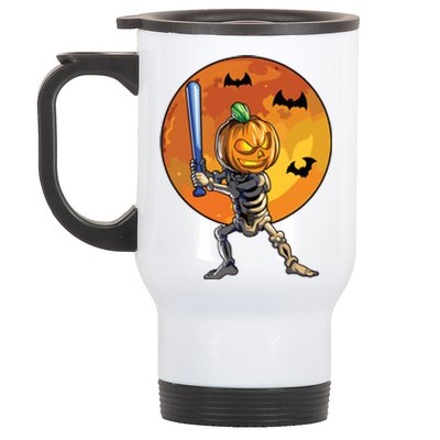 Baseball Skeleton Halloween Boy Baseball Halloween Stainless Steel Travel Mug