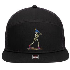 Baseball Skeleton Halloweenchalloween 7 Panel Mesh Trucker Snapback Hat