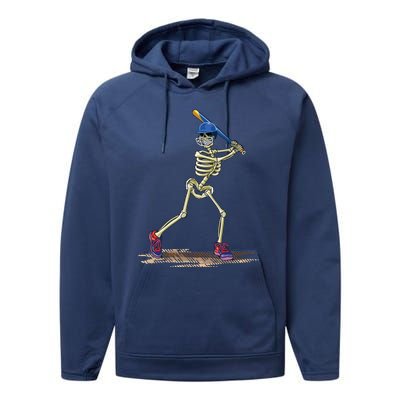 Baseball Skeleton Halloweenchalloween Performance Fleece Hoodie