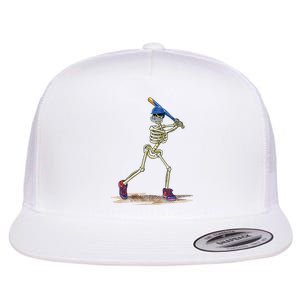 Baseball Skeleton Halloweenchalloween Flat Bill Trucker Hat