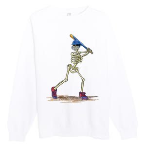 Baseball Skeleton Halloweenchalloween Premium Crewneck Sweatshirt