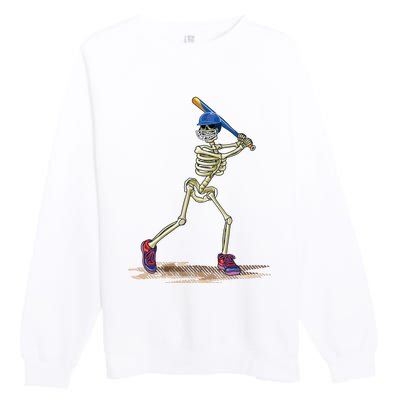 Baseball Skeleton Halloweenchalloween Premium Crewneck Sweatshirt