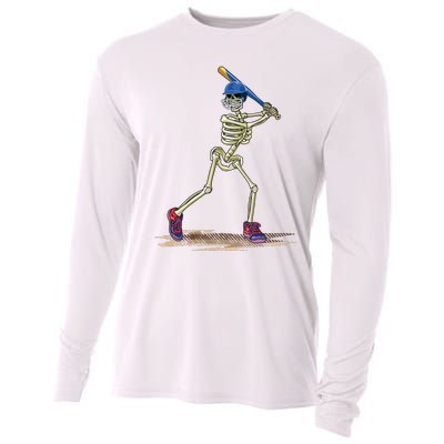 Baseball Skeleton Halloweenchalloween Cooling Performance Long Sleeve Crew