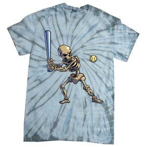 Baseball Skeleton Halloween Boy Baseball Halloween Tie-Dye T-Shirt