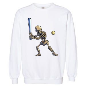 Baseball Skeleton Halloween Boy Baseball Halloween Garment-Dyed Sweatshirt