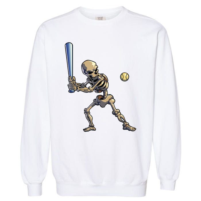 Baseball Skeleton Halloween Boy Baseball Halloween Garment-Dyed Sweatshirt