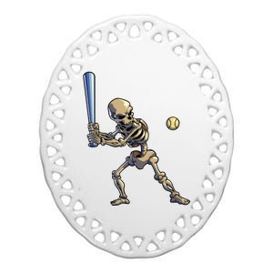 Baseball Skeleton Halloween Boy Baseball Halloween Ceramic Oval Ornament