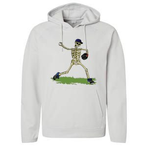 Baseball Skeleton Halloween Boy Baseball Halloween Performance Fleece Hoodie