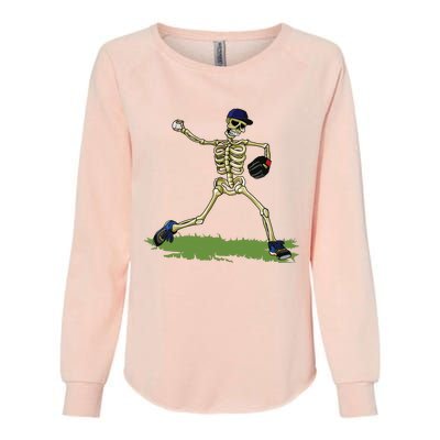 Baseball Skeleton Halloween Boy Baseball Halloween Womens California Wash Sweatshirt