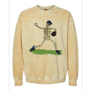 Baseball Skeleton Halloween Boy Baseball Halloween Colorblast Crewneck Sweatshirt