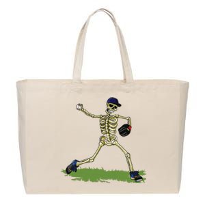 Baseball Skeleton Halloween Boy Baseball Halloween Cotton Canvas Jumbo Tote