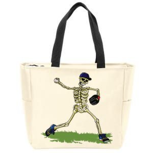 Baseball Skeleton Halloween Boy Baseball Halloween Zip Tote Bag