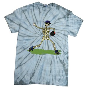 Baseball Skeleton Halloween Boy Baseball Halloween Tie-Dye T-Shirt