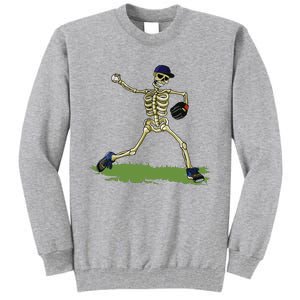 Baseball Skeleton Halloween Boy Baseball Halloween Tall Sweatshirt