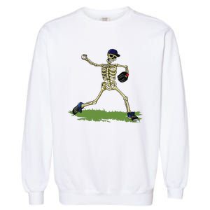 Baseball Skeleton Halloween Boy Baseball Halloween Garment-Dyed Sweatshirt