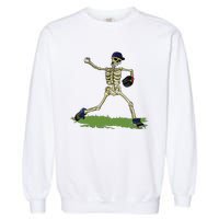 Baseball Skeleton Halloween Boy Baseball Halloween Garment-Dyed Sweatshirt