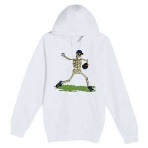 Baseball Skeleton Halloween Boy Baseball Halloween Premium Pullover Hoodie