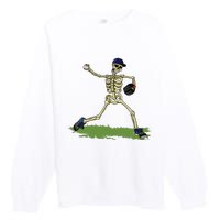 Baseball Skeleton Halloween Boy Baseball Halloween Premium Crewneck Sweatshirt