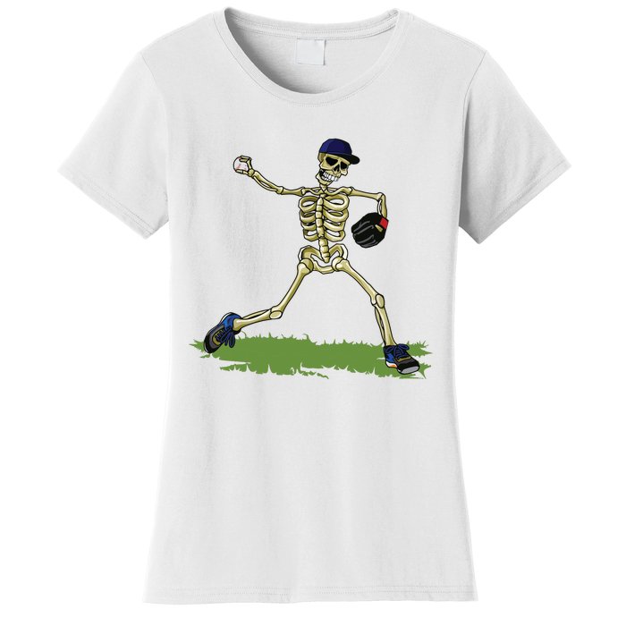 Baseball Skeleton Halloween Boy Baseball Halloween Women's T-Shirt