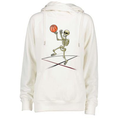 Basketball Skeleton Halloween Basketball Halloween Womens Funnel Neck Pullover Hood