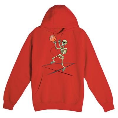 Basketball Skeleton Halloween Basketball Halloween Premium Pullover Hoodie