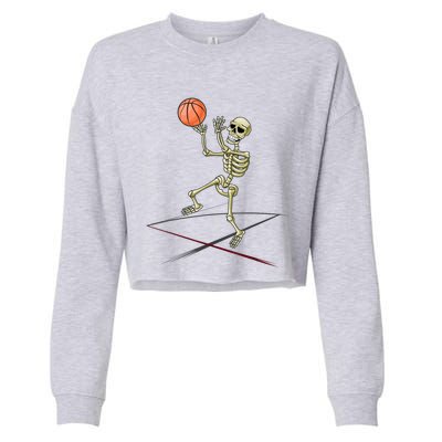 Basketball Skeleton Halloween Basketball Halloween Cropped Pullover Crew