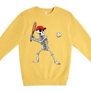 Baseball Skeleton Halloween Skeleton Playing Baseball Premium Crewneck Sweatshirt