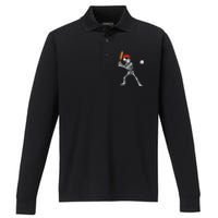 Baseball Skeleton Halloween Skeleton Playing Baseball Performance Long Sleeve Polo