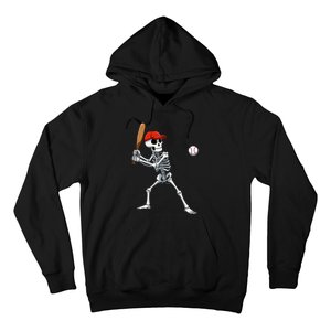 Baseball Skeleton Halloween Skeleton Playing Baseball Hoodie