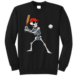 Baseball Skeleton Halloween Skeleton Playing Baseball Sweatshirt