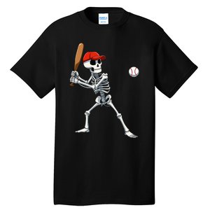 Baseball Skeleton Halloween Skeleton Playing Baseball Tall T-Shirt