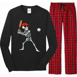 Baseball Skeleton Halloween Skeleton Playing Baseball Long Sleeve Pajama Set