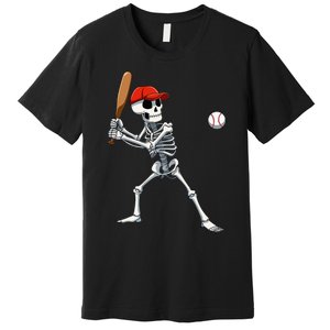 Baseball Skeleton Halloween Skeleton Playing Baseball Premium T-Shirt