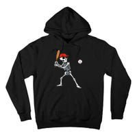 Baseball Skeleton Halloween Skeleton Playing Baseball Tall Hoodie