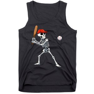 Baseball Skeleton Halloween Skeleton Playing Baseball Tank Top