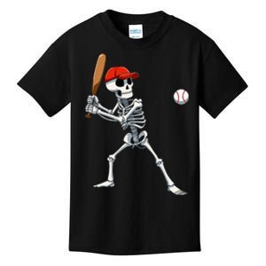 Baseball Skeleton Halloween Skeleton Playing Baseball Kids T-Shirt