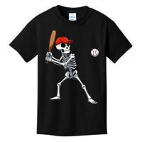 Baseball Skeleton Halloween Skeleton Playing Baseball Kids T-Shirt