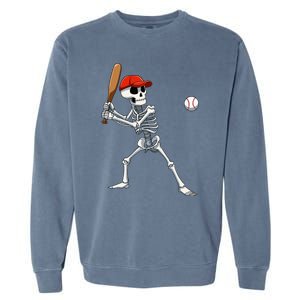 Baseball Skeleton Halloween Skeleton Playing Baseball Garment-Dyed Sweatshirt