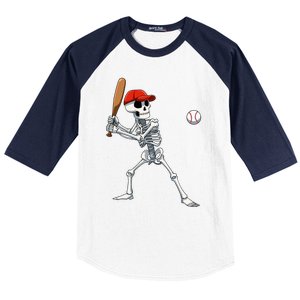 Baseball Skeleton Halloween Skeleton Playing Baseball Baseball Sleeve Shirt