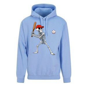 Baseball Skeleton Halloween Skeleton Playing Baseball Unisex Surf Hoodie