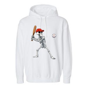 Baseball Skeleton Halloween Skeleton Playing Baseball Garment-Dyed Fleece Hoodie