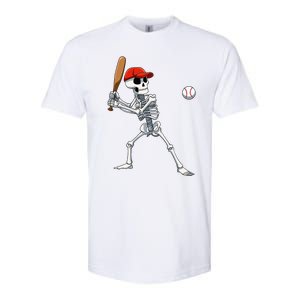 Baseball Skeleton Halloween Skeleton Playing Baseball Softstyle CVC T-Shirt