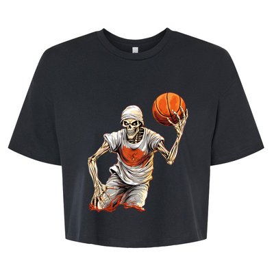 Basketball Skeleton Halloween ArtDunking Skeleton Bella+Canvas Jersey Crop Tee