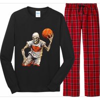 Basketball Skeleton Halloween ArtDunking Skeleton Long Sleeve Pajama Set