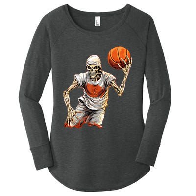 Basketball Skeleton Halloween ArtDunking Skeleton Women's Perfect Tri Tunic Long Sleeve Shirt