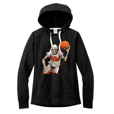 Basketball Skeleton Halloween ArtDunking Skeleton Women's Fleece Hoodie