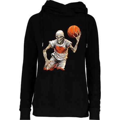 Basketball Skeleton Halloween ArtDunking Skeleton Womens Funnel Neck Pullover Hood