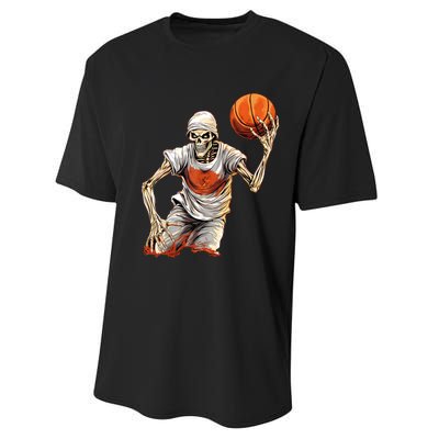 Basketball Skeleton Halloween ArtDunking Skeleton Performance Sprint T-Shirt