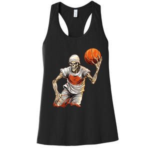 Basketball Skeleton Halloween ArtDunking Skeleton Women's Racerback Tank