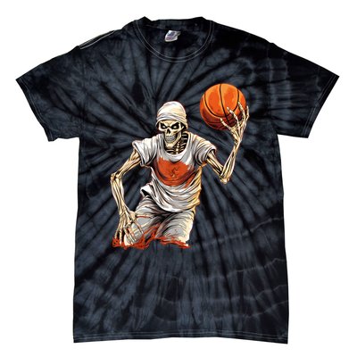 Basketball Skeleton Halloween ArtDunking Skeleton Tie-Dye T-Shirt